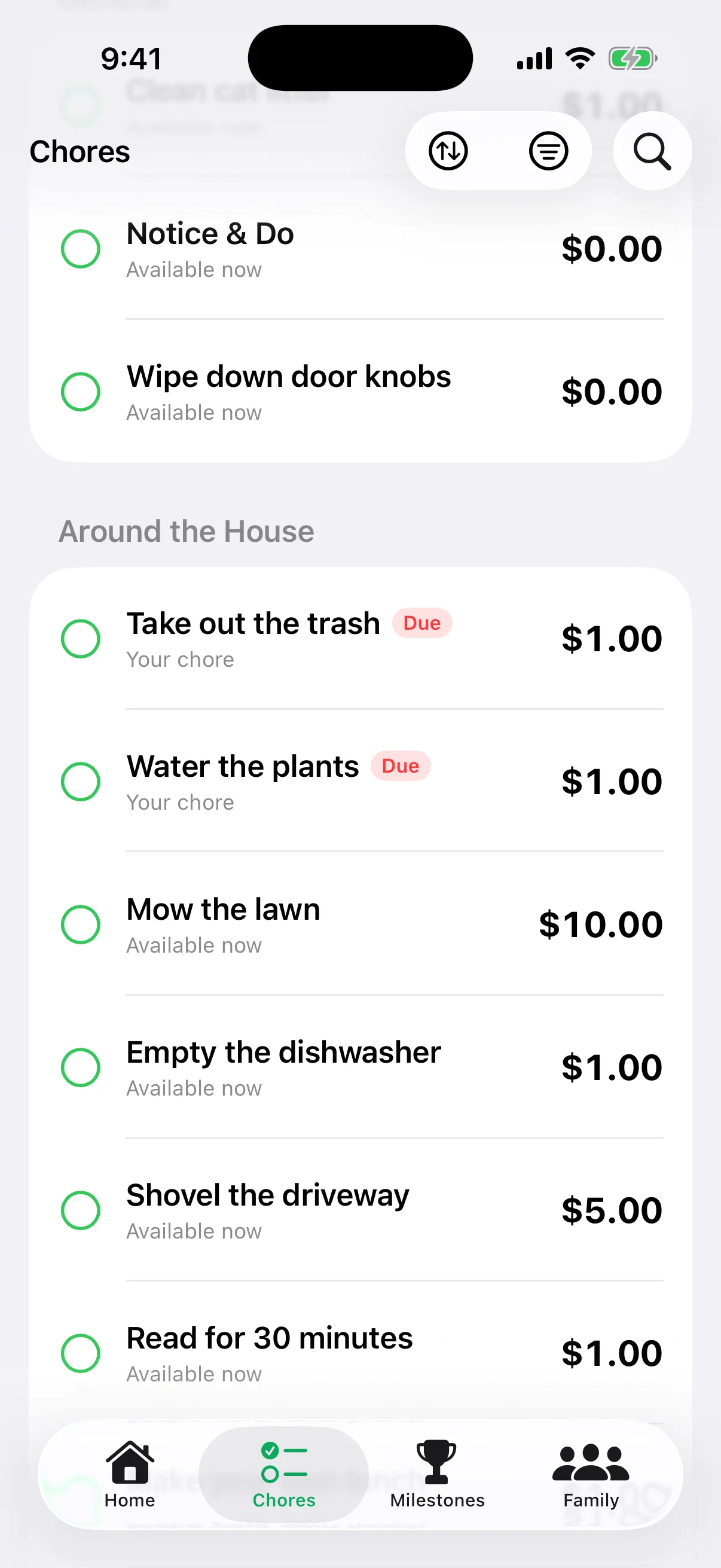 Mow the lawn, $10.00